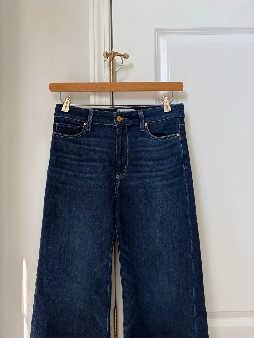 PAIGE Dark Blue Wide-Leg High-Rise Jeans - Picture 2 of 9